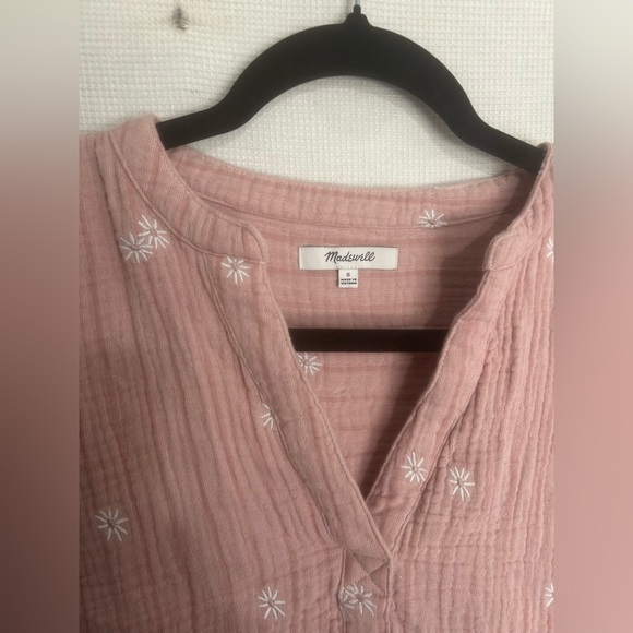 Madewell embroidered Lakeline Popover Shirt In Warm Thistle - Picture 5 of 8